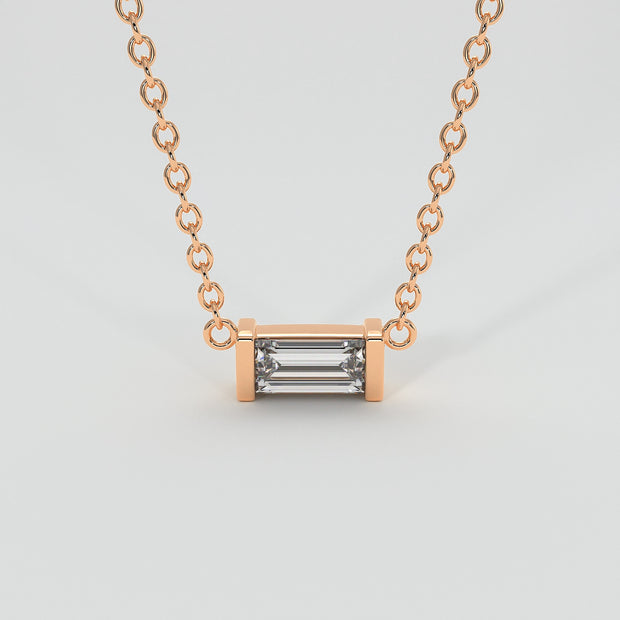 Rose Gold Baguette Diamond Necklace Designed by FANCI Bespoke Fine Jewellery