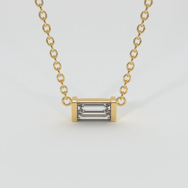 Yellow Gold Baguette Diamond Necklace Designed by FANCI Bespoke Fine Jewellery