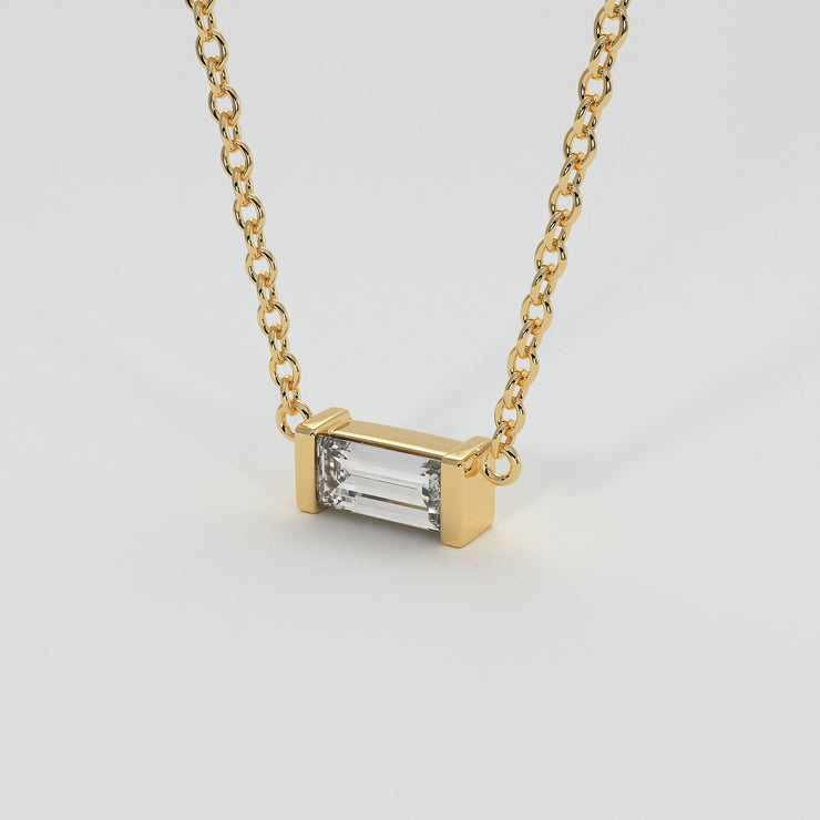 Yellow Gold Baguette Diamond Necklace Designed by FANCI Bespoke Fine Jewellery