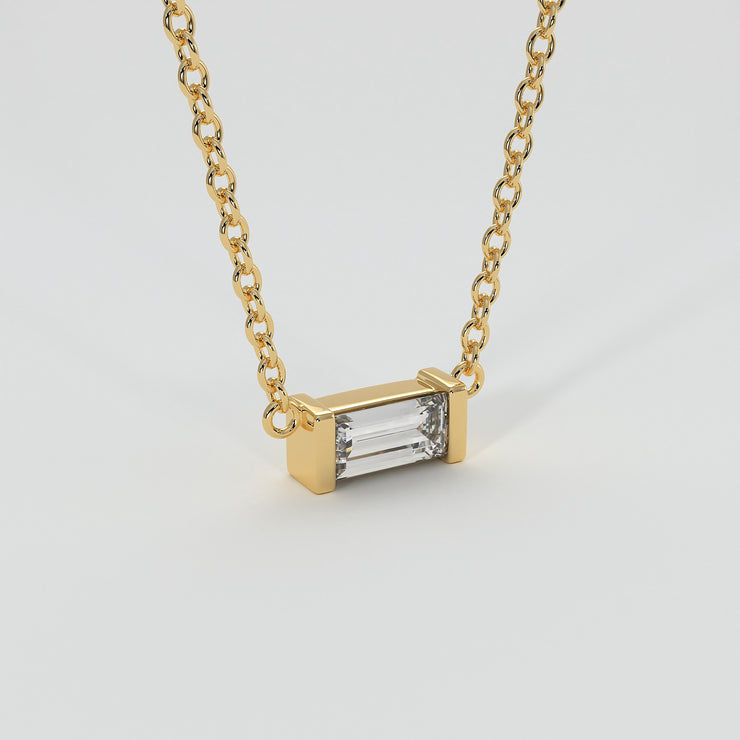 Yellow Gold Baguette Diamond Necklace Designed by FANCI Bespoke Fine Jewellery