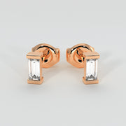 Rose Gold And Baguette Diamonds Stud Earrings Designed by FANCI Bespoke Fine Jewellery