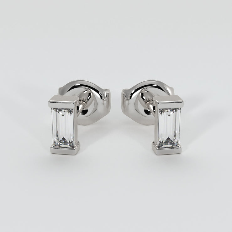 White Gold And Baguette Diamonds Stud Earrings Designed by FANCI Bespoke Fine Jewellery