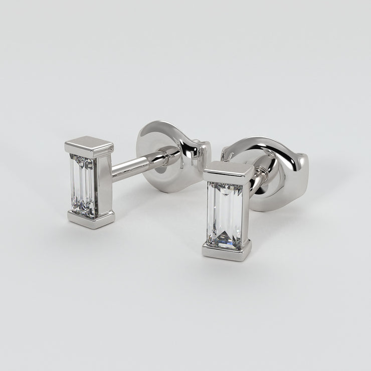 White Gold And Baguette Diamonds Stud Earrings Designed by FANCI Bespoke Fine Jewellery