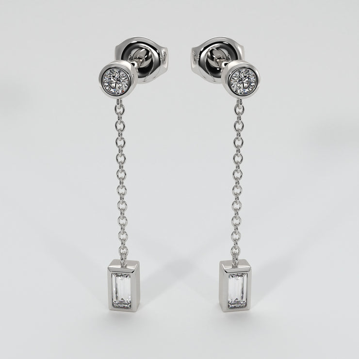 Baguette Drop Earrings In White Gold Designed by FANCI Bespoke Fine Jewellery