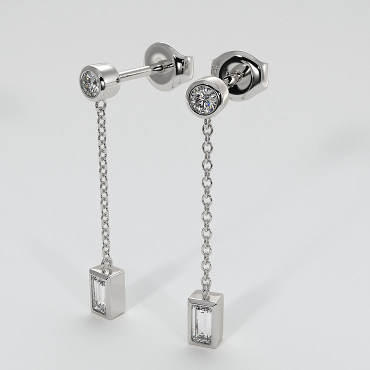 Baguette Drop Earrings In White Gold Designed by FANCI Bespoke Fine Jewellery