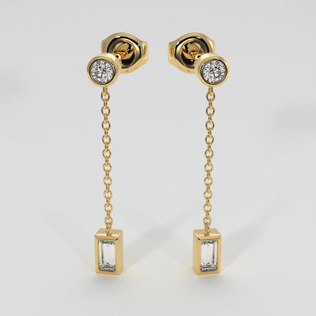 Baguette Drop Earrings In Yellow Gold Designed by FANCI Bespoke Fine Jewellery