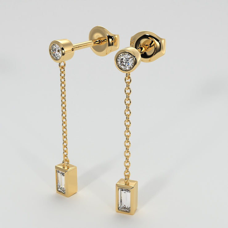 Baguette Drop Earrings In Yellow Gold Designed by FANCI Bespoke Fine Jewellery