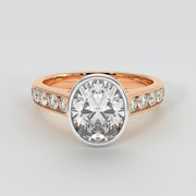 Bezel Set Oval Diamond Engagement Ring In Rose Gold Designed by FANCI Bespoke Fine Jewellery