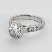 Bezel Set Oval Diamond Engagement Ring In White Gold Designed by FANCI Bespoke Fine Jewellery