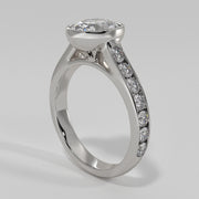 Bezel Set Oval Diamond Engagement Ring In White Gold Designed by FANCI Bespoke Fine Jewellery