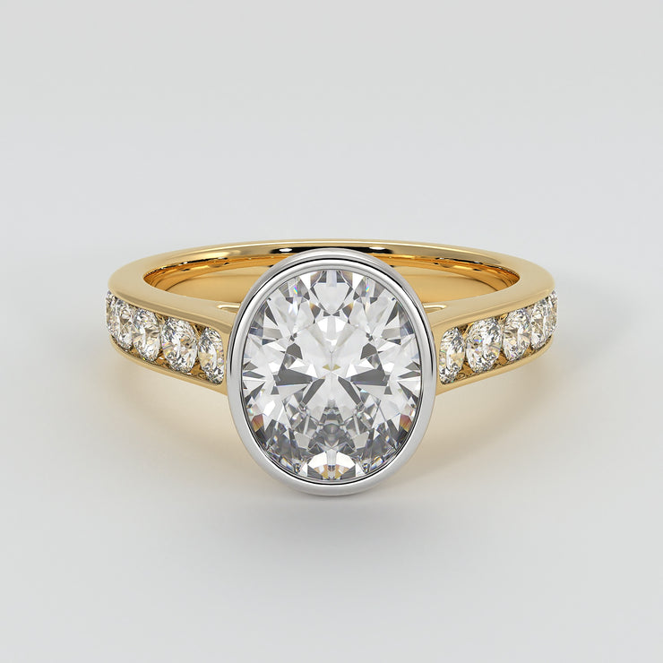 Bezel Set Oval Diamond Engagement Ring