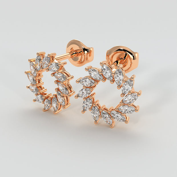 Catherine Wheel Inspired Diamond Earrings With Marquise Cut Diamonds Set In Rose Gold By FANCI Bespoke Fine Jewellery