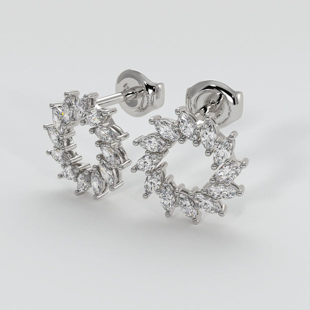 Catherine Wheel Inspired Diamond Earrings With Marquise Cut Diamonds Set In White Gold By FANCI Bespoke Fine Jewellery