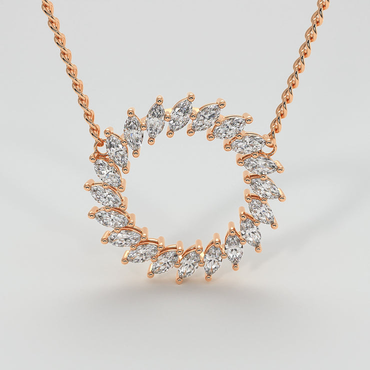 Catherine Wheel Inspired Diamond Necklace With Marquise Cut Diamonds Set In Rose Gold By FANCI Bespoke Fine Jewellery