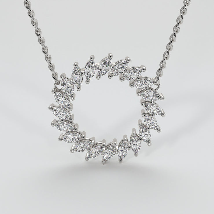 Catherine Wheel Inspired Diamond Necklace With Marquise Cut Diamonds Set In White Gold By FANCI Bespoke Fine Jewellery