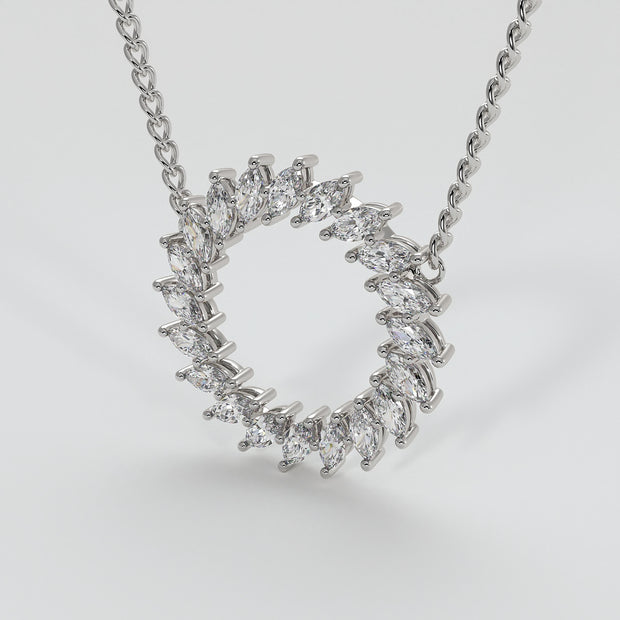 Catherine Wheel Inspired Diamond Necklace With Marquise Cut Diamonds Set In White Gold By FANCI Bespoke Fine Jewellery