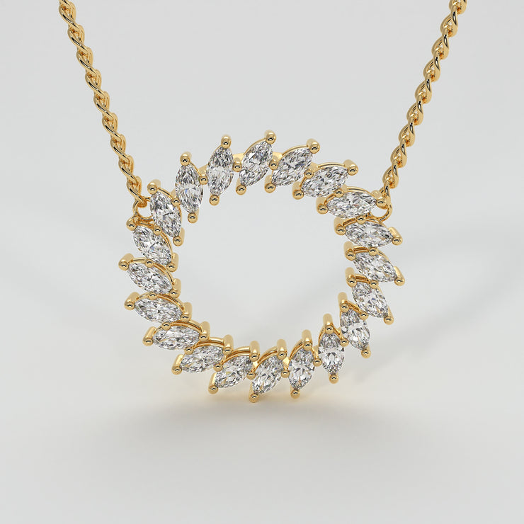 Catherine Wheel Inspired Diamond Necklace With Marquise Cut Diamonds Set In Yellow Gold By FANCI Bespoke Fine Jewellery