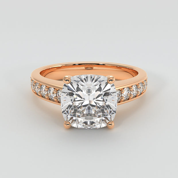 Cushion Cut Diamond Solitaire Engagement Ring In Rose Gold Designed by FANCI Bespoke Fine Jewellery