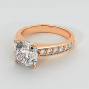 Cushion Cut Diamond Solitaire Engagement Ring In Rose Gold Designed by FANCI Bespoke Fine Jewellery