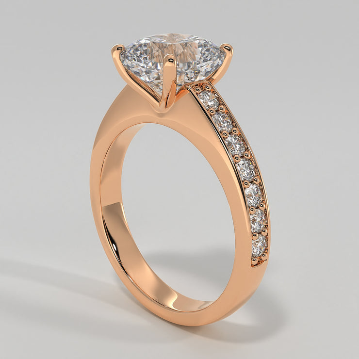 Cushion Cut Diamond Solitaire Engagement Ring In Rose Gold Designed by FANCI Bespoke Fine Jewellery