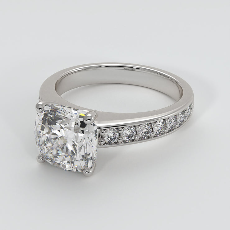 Cushion Cut Diamond Solitaire Engagement Ring In White Gold Designed by FANCI Bespoke Fine Jewellery