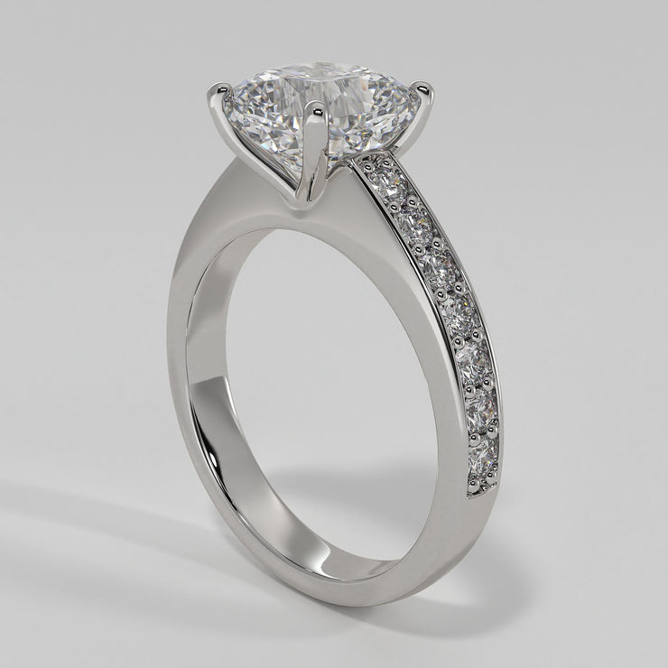 Cushion Cut Diamond Solitaire Engagement Ring In White Gold Designed by FANCI Bespoke Fine Jewellery