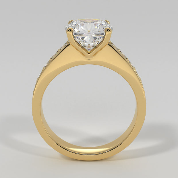 Cushion Cut Diamond Solitaire Engagement Ring In Yellow Gold Designed by FANCI Bespoke Fine Jewellery