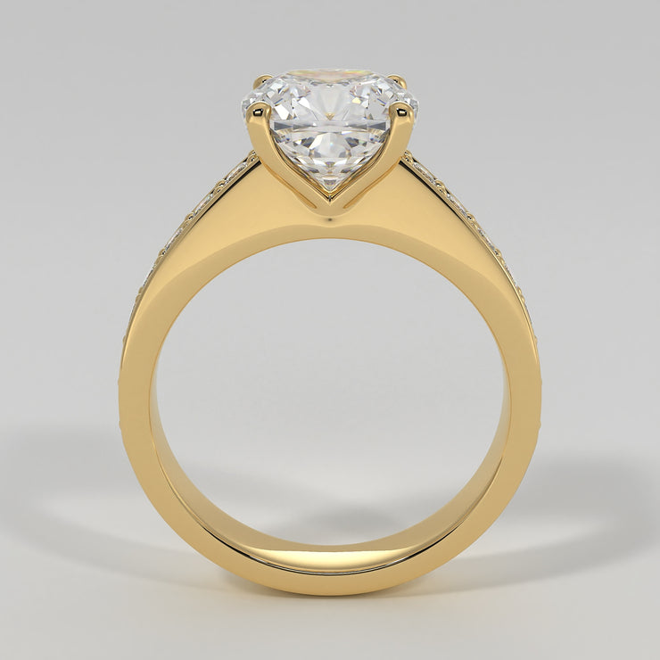 Cushion Cut Diamond Solitaire Engagement Ring In Yellow Gold Designed by FANCI Bespoke Fine Jewellery