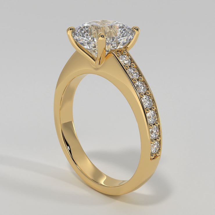 Cushion Cut Diamond Solitaire Engagement Ring In Yellow Gold Designed by FANCI Bespoke Fine Jewellery