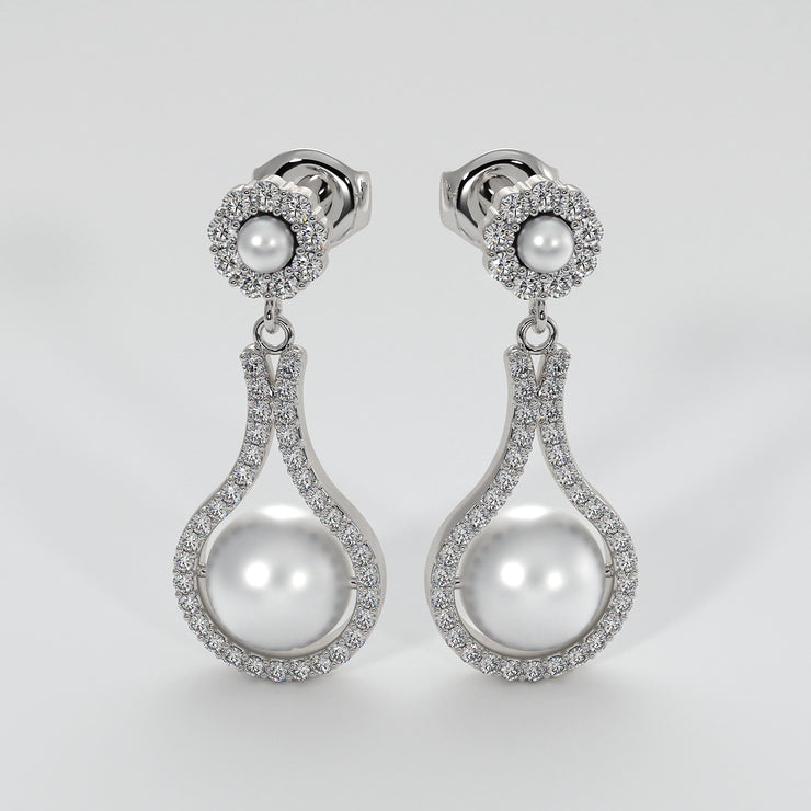 Diamond And Pearl Drop Earrings