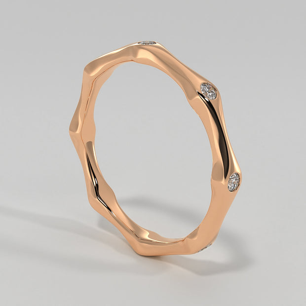 Diamond Bamboo Ring In Rose Gold Designed And Manufactured By FANCI Bespoke Fine Jewellery