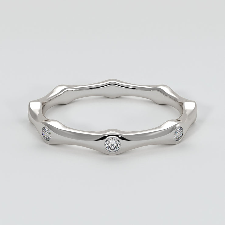 Diamond Bamboo Ring In White Gold Designed And Manufactured By FANCI Bespoke Fine Jewellery