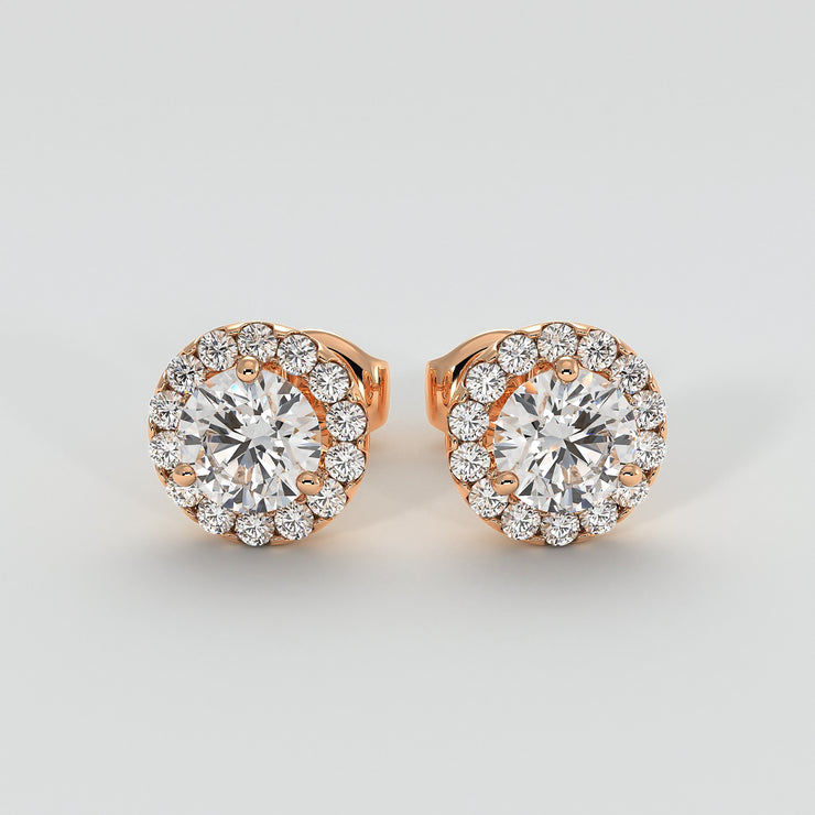 Diamond Halo Stud Earrings (Large)