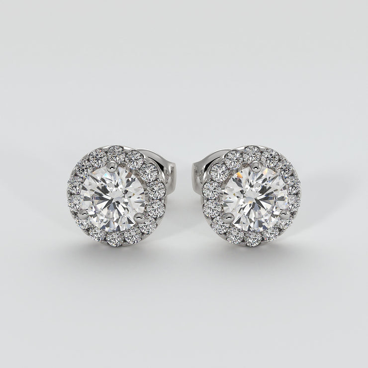 Diamond Halo Stud Earrings (Large)