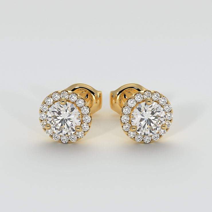 Diamond Halo Stud Earrings (Medium)