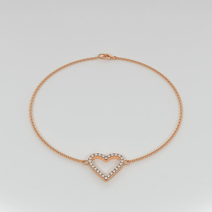 Diamond Heart Bracelet In Rose Gold Designed by FANCI Bespoke Fine Jewellery
