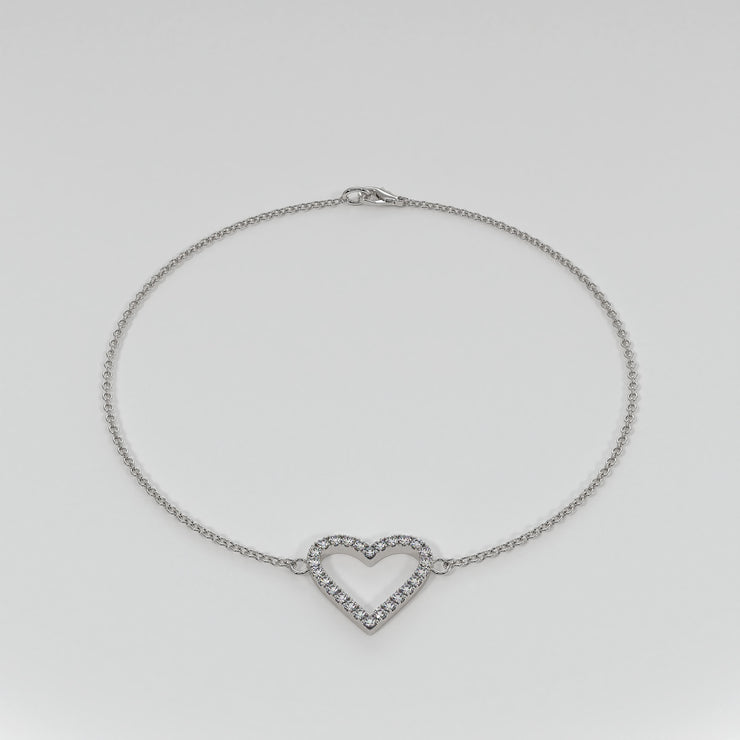 Diamond Heart Bracelet In White Gold Designed by FANCI Bespoke Fine Jewellery