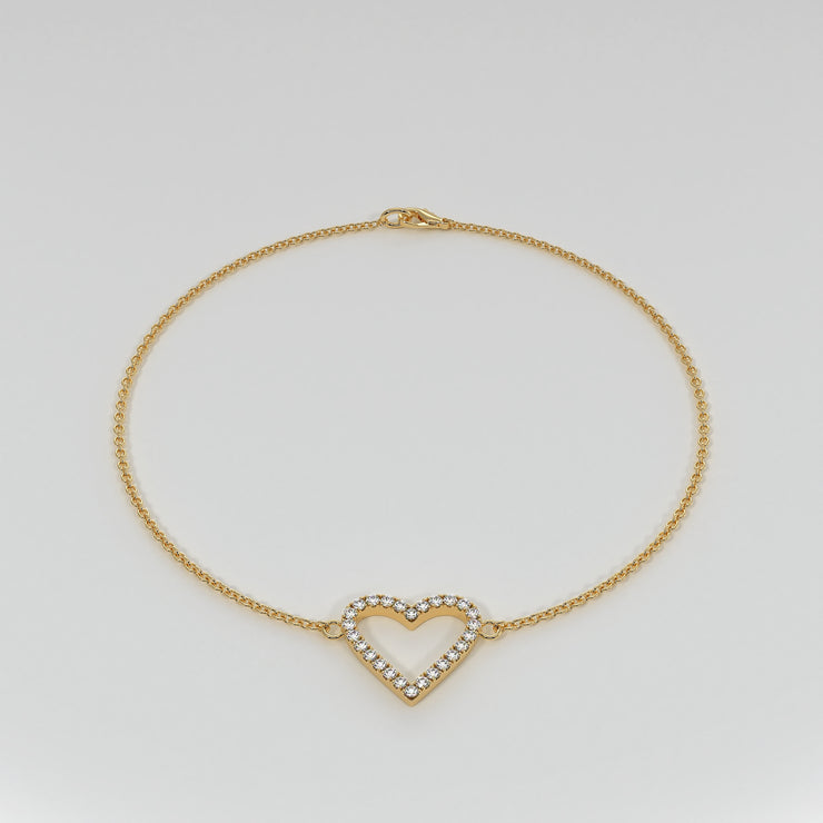 Diamond Heart Bracelet In Yellow Gold Designed by FANCI Bespoke Fine Jewellery