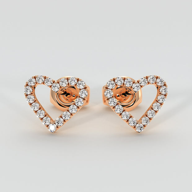 Diamond Heart Stud Earrings In Rose Gold Designed by FANCI Bespoke Fine Jewellery