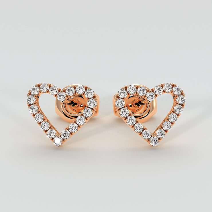 Diamond Heart Stud Earrings