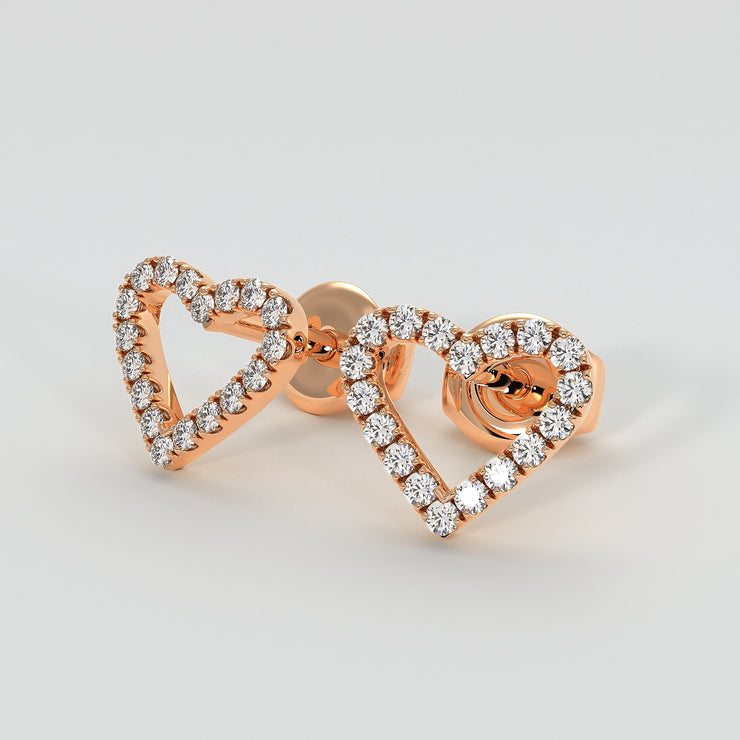 Diamond Heart Stud Earrings In Rose Gold Designed by FANCI Bespoke Fine Jewellery