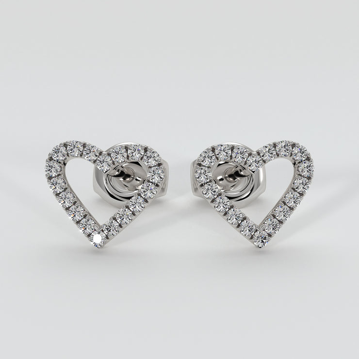 Diamond Heart Stud Earrings