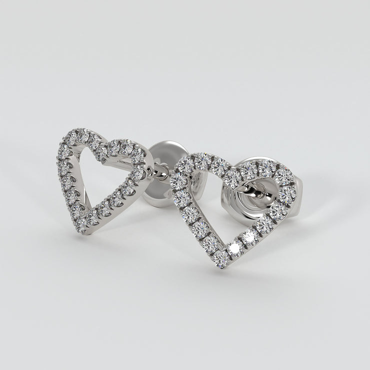 Diamond Heart Stud Earrings In White Gold Designed by FANCI Bespoke Fine Jewellery