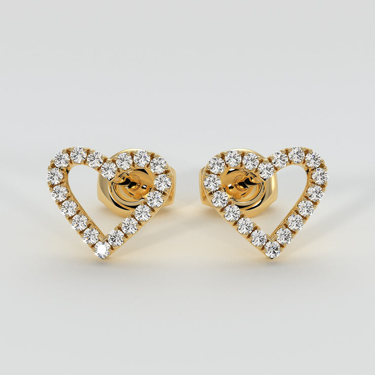 Diamond Heart Stud Earrings In Yellow Gold Designed by FANCI Bespoke Fine Jewellery