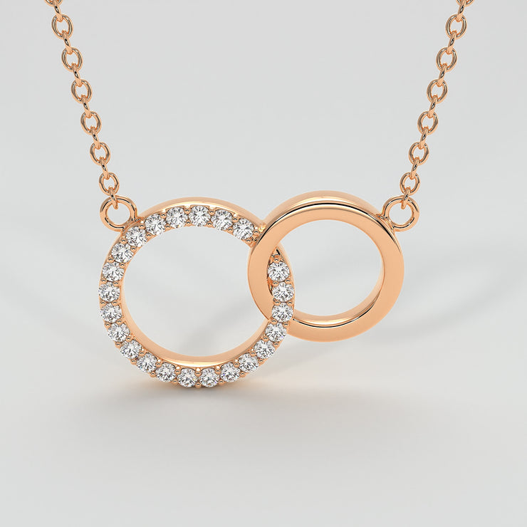 Prizma Sterling Silver Rose-tone 14K Flash Rose Gold-plated 16 inch  Colorful CZ Intertwined Circle Necklace with 2 inch Extender - Quality Gold