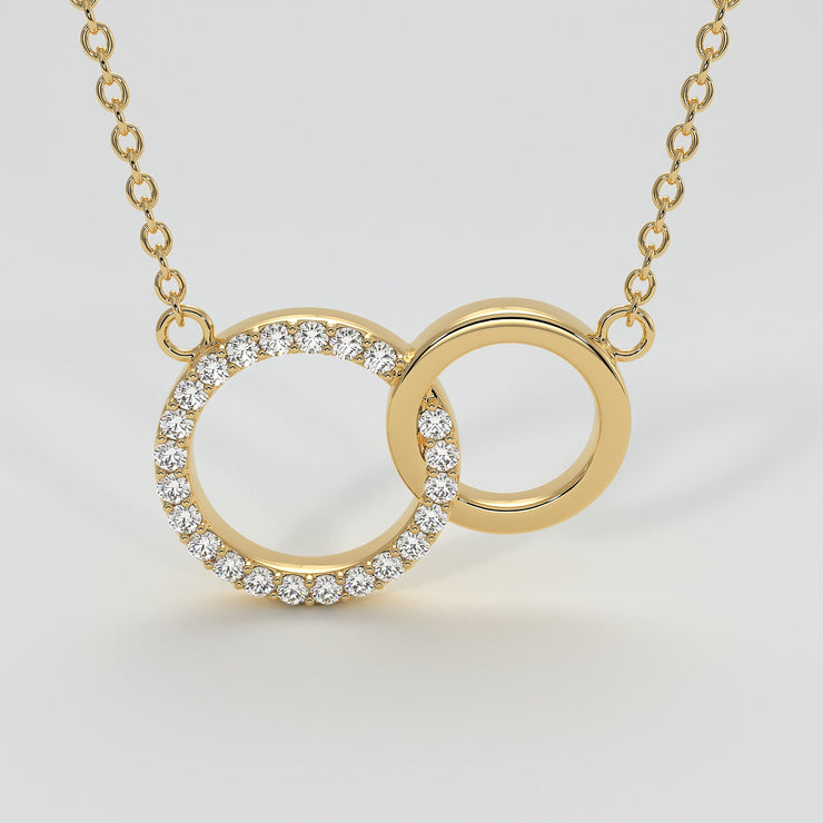 Buy Interlocking Circle Necklace, 14K Solid Gold Double Circle Pendant,  Karma Circle Necklace, Eternity Circle Necklace Online in India - Etsy