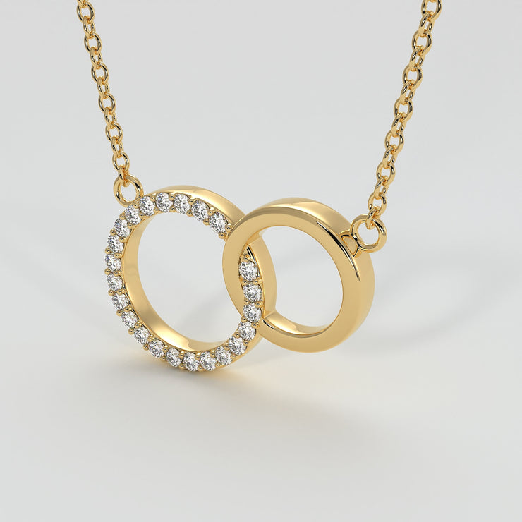 Diamond Interlocking Circles Necklace In Yellow Gold Designed by FANCI Bespoke Fine Jewellery