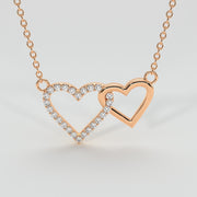 Diamond Interlocking Hearts Necklace In Rose Gold Designed by FANCI Bespoke Fine Jewellery
