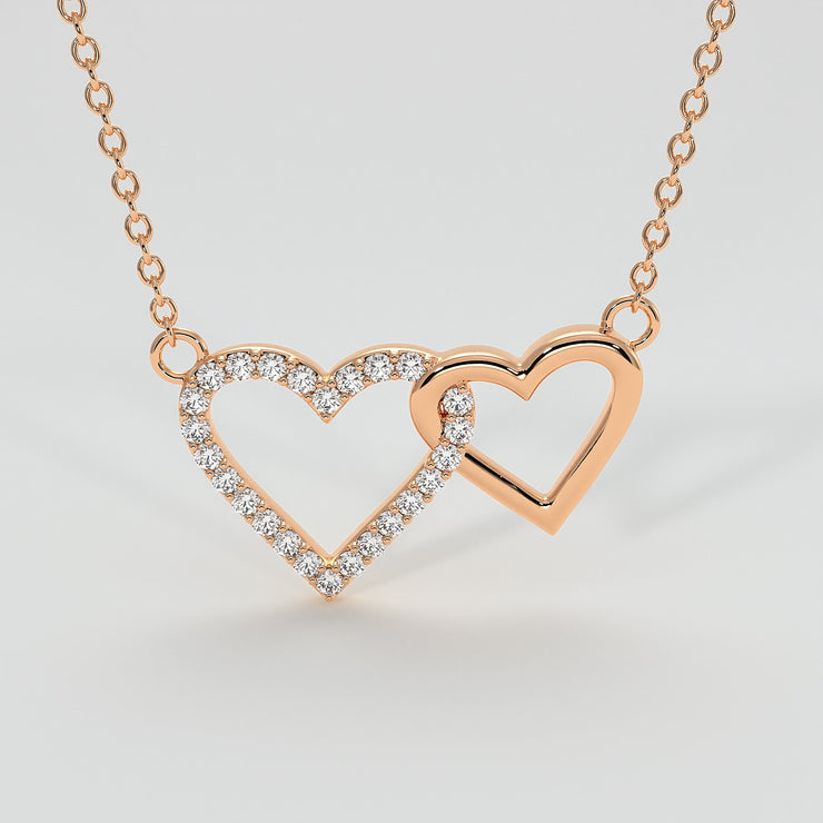 Diamond Interlocking Hearts Necklace In Rose Gold Designed by FANCI Bespoke Fine Jewellery