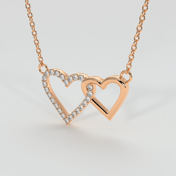 Diamond Interlocking Hearts Necklace In Rose Gold Designed by FANCI Bespoke Fine Jewellery